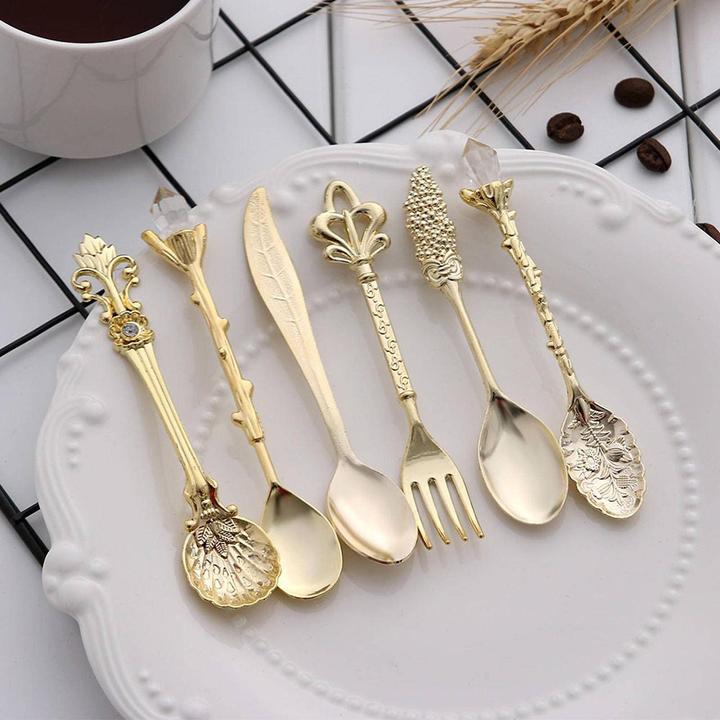 Actual product image JTI Dessert spoon and dessert fork, 6 pieces - Gold (6 Piece, Cutlery set)