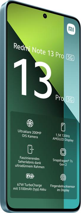 Actual product image Xiaomi Redmi Note 13 Pro 5G (256 GB, Ocean Teal, 6.67", Dual SIM, 200 Mpx, 5G)