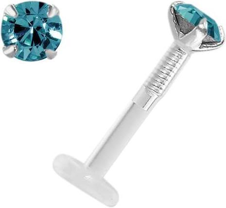 Bijouteria Piercing für Lippe/Tragus (Silber 925, Bioplast, Swarovski Kristall)