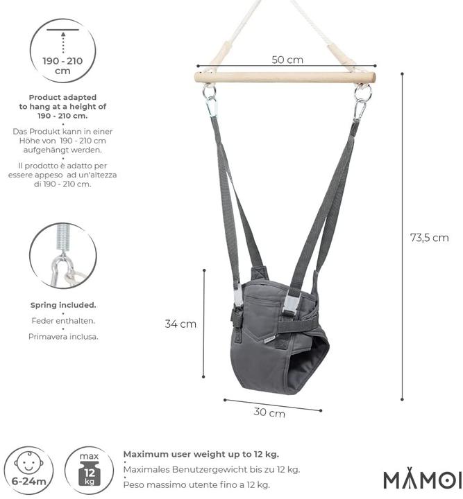 Image du produit Mamoi Houblon de la porte du bébé (gris foncé)