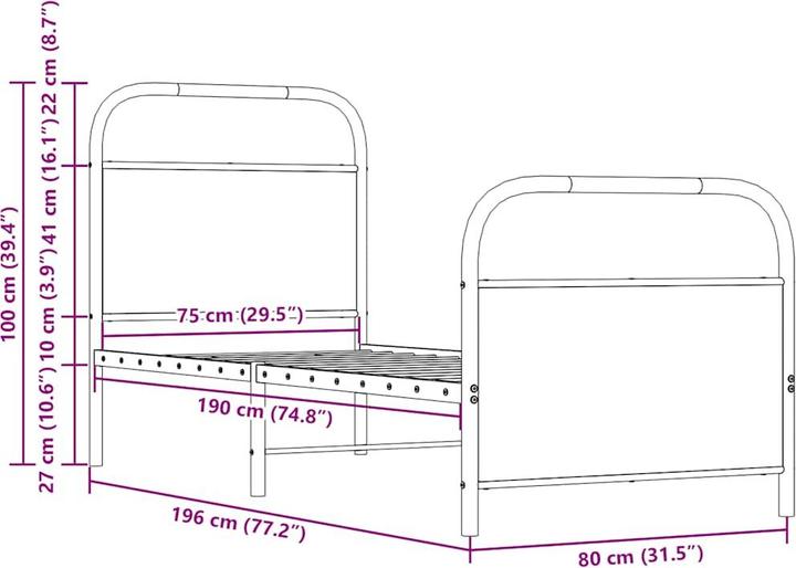 Produktbild VidaXL Bett ohne Matratze (137 x 190 cm)