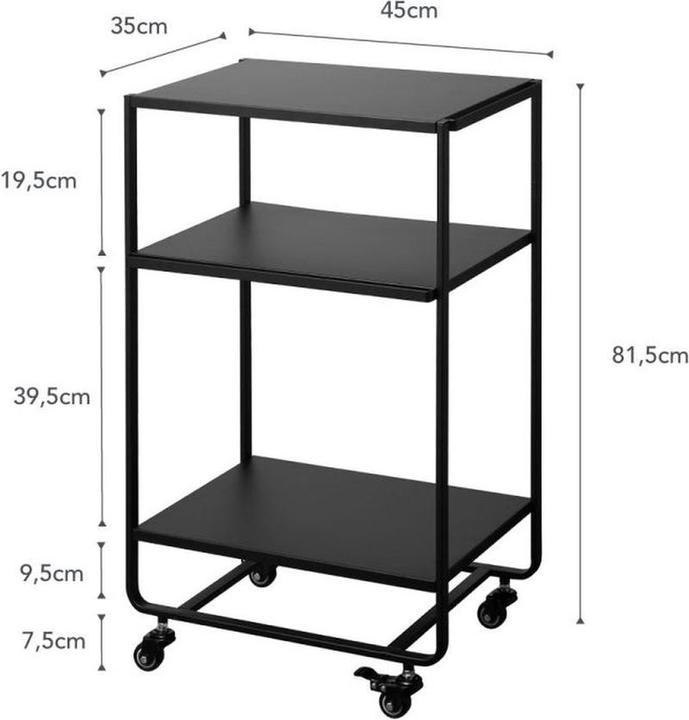 Actual product image Yamazaki kitchen trolley - 3 levels - Tower - Black