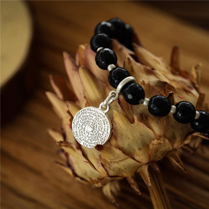 Produktbild Andreani Armband mit Anhänger aus echter schwarzer Jade (8 cm, echte schwarze Jade)