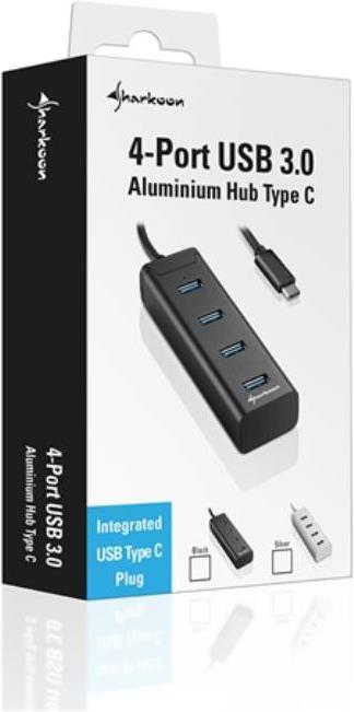 Produktbild Sharkoon Type C Alu Hub (USB-C, 4 Ports)