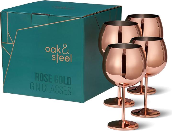 Actual product image Oak & Steel Stainless steel gin glasses rose gold set of 4 (7 dl, 4 x, Gin glasses)