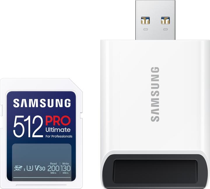 Image du produit Samsung PRO Ultimate avec lecteur de carte USB (512 Go, SDXC, U3, UHS-I)