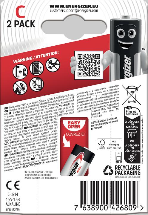 Actual product image Energizer Max Alkaline (2 pcs., C, 8000 mAh)