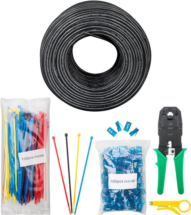 Image du produit Goobay CAT 6 Outdoor Set de câbles réseau, U/UTP, noir, 100 m (U/UTP, CAT6, 100 m)