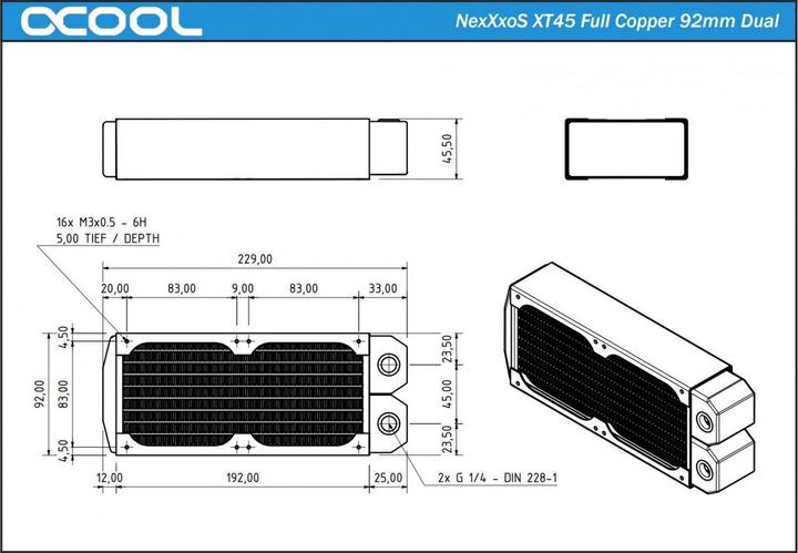 Image du produit Alphacool NexXxoS XT45 Full Copper 92mm Dual (92 mm)