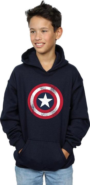 Actual product image Boys Captain America Distressed Shield Hoodie (152, 158)