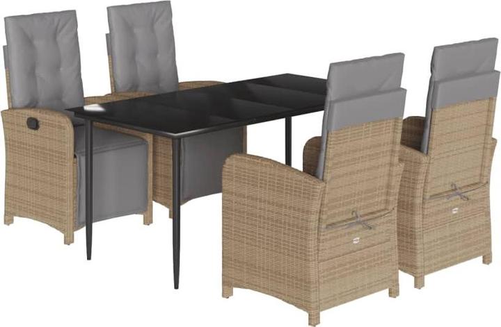 Produktbild VidaXL Gartenmöbel Essgruppe Gartengarnitur Sitzgruppe 5tlg. Beige Poly Rattan (80 cm)