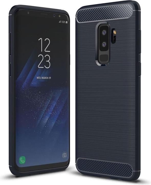 Produktbild König Design Hülle Handy Schutz für Samsung Galaxy S9 Plus Case Cover Bumper Carbon TPU Blau (Samsung Galaxy S9+)