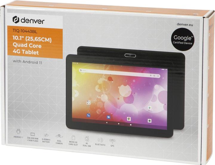 Image du produit Denver TIQ-10443BL 10.1/16GB/2GB/WI-FI/4G/Android11/Black (4G, 10.10", 16 Go, Noir)
