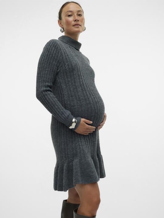 Produktbild Mamalicious Normal geschnitten Rollkragen Gerippte Ärmelbündchen Schmale Ärmel Kurzes Kleid Strickkleid (XS)