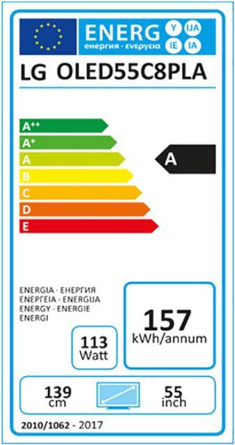 Label énergétique LG Oled55c8 (55", OLED, 4K, 2018)