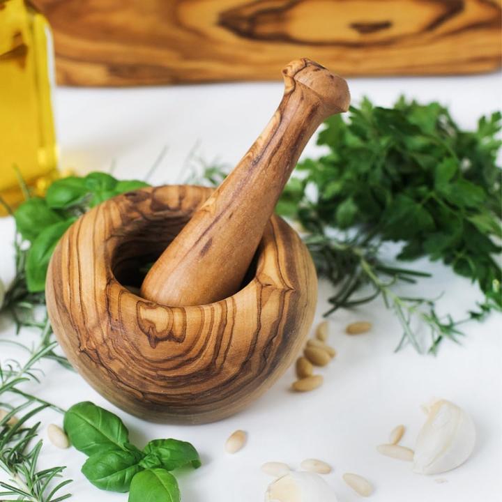 Produktbild Hofmeister Holzwaren 2x Mörser und Stössel aus Olivenholz