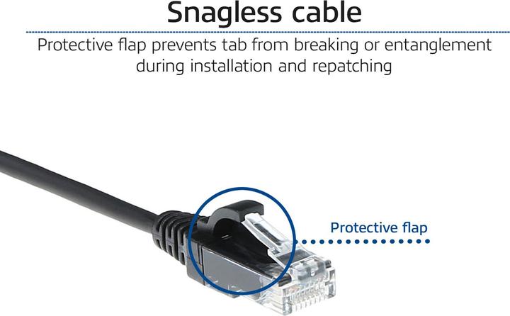 Actual product image Black 0.25 meter LSZH U/UTP CAT6 datacenter slimline patch cable snagless with RJ45 connectors (U/FTP, CAT6, 0.25 m)