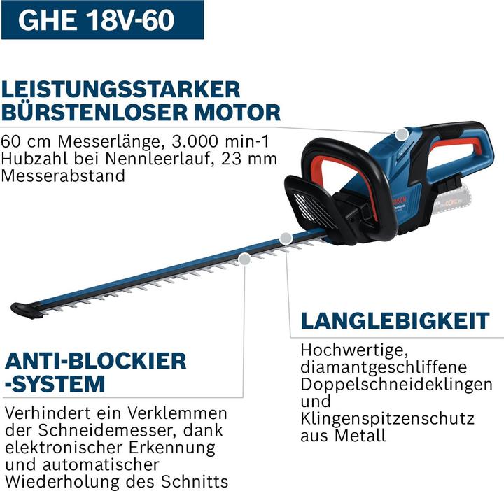 Immagine prodotto Bosch Professional GHE 18V-60 Professional (Tagliasiepi a batteria)