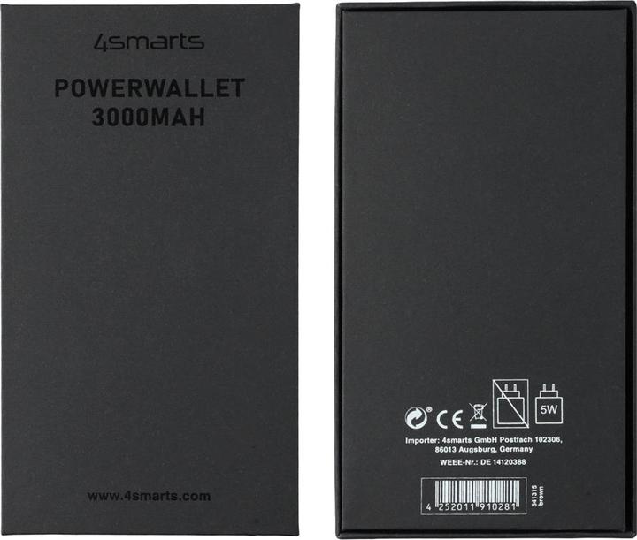 Produktbild 4smarts Powerbank PowerWallet 3000mAh (3000 mAh, 10 W, 11.10 Wh)