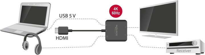 Image du produit Delock Extracteur audio HDMI 5.1, 4K, 60Hz (HDMI, 15.30 cm)
