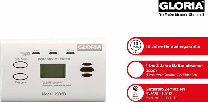 Produktbild Gloria Haus und Garten 002518.0571 Kohlenmonoxid-Melder batteriebetrieben detektiert Kohlenmonoxid