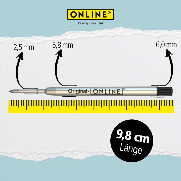 Produktbild Online Kugelschreiberminen M schwarz, 6 St. (Ersatzmine, Schwarz, 0.60 mm)