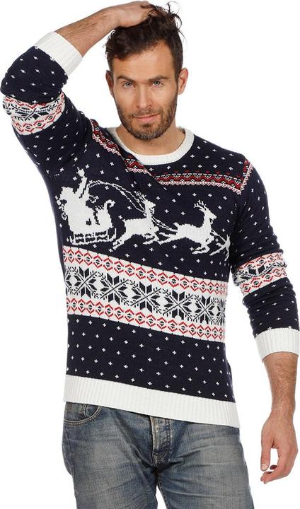 Produktbild Wilbers Herren Weihnachtspulli Santa Schlitten, blau (XXL)