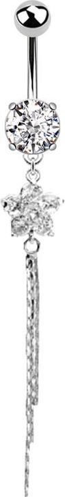 Immagine prodotto Star Piercing Banana d'argento con palla e sfera di cristallo ciondolo d'argento fiore di cristallo filo (Acciaio chirurgico 316L, Ottone)