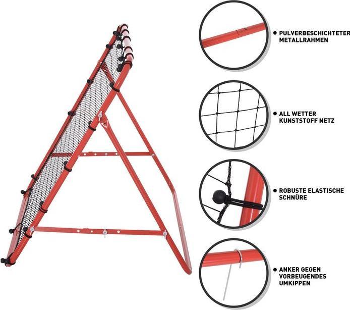 Immagine prodotto Swisshandel24 Rete da calcio a muro Rebounder per calcio Angolo regolabile Rosso+Nero 96 x 80 x 96