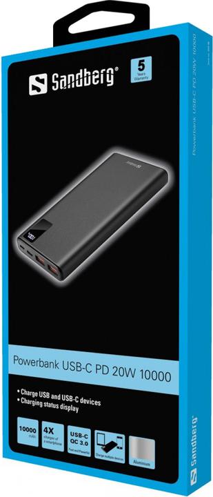 Produktbild Sandberg Powerbank USB-C PD (10000 mAh, 20 W, 37 Wh)