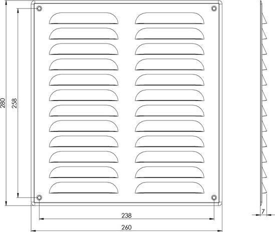 Actual product image Euro3plast GRILLE METAL 260X280, WHITE