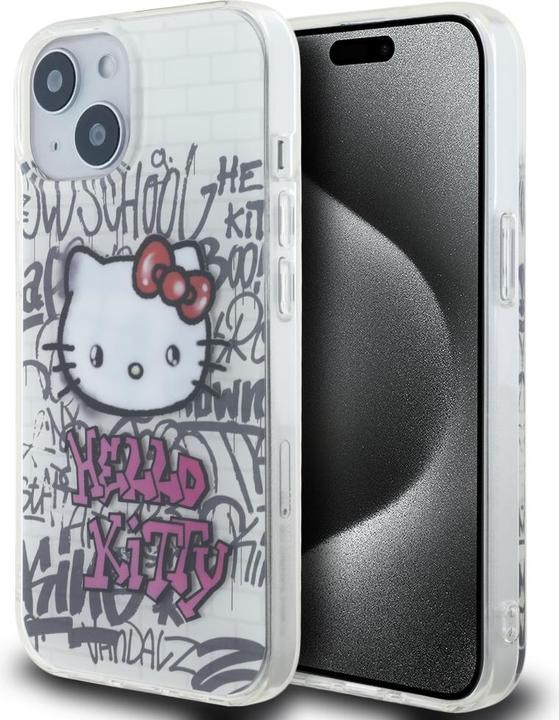 Immagine prodotto Hello Kitty HKHCP15SHDGPHT Custodia rigida per iPhone 15 6.1" biały/bianco IML Kitty On Bricks Graffiti (Apple iPhone 15)