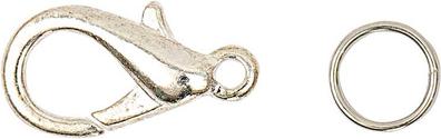 Rico Karabiner silber + 2 Federringe 15 mm