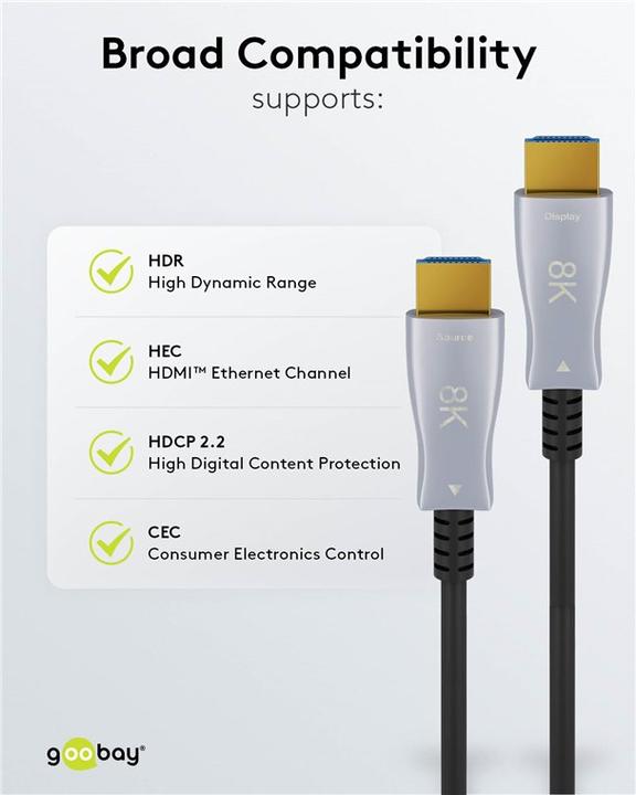 Image du produit Goobay Series 2.1 Optical Hybrid Ulra High-Speed HDMI™ Cable with Ethernet (AOC), 20 m, noir - Highges (20 m, HDMI)