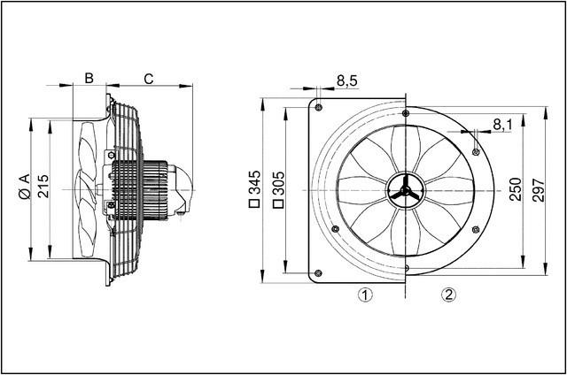 Produktbild Maico Ventilator DN 200 Wandeinbau (EZQ 20/4 E)