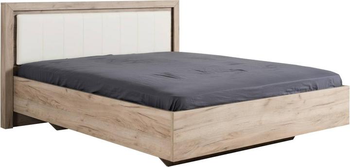 Image du produit Floki24 Lit double en bois Lit rembourré Cadre de lit matrimonial avec sommier à lattes Chêne gris (160 x 200 cm)
