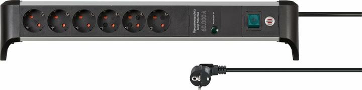 Actual product image Brennenstuhl Alu-Office-Line socket strip 6-way with overvoltage protection (6 x, CEE 7/3, 3 m)