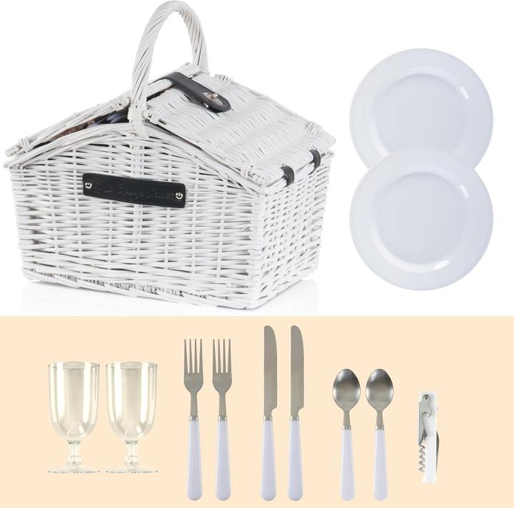 Produktbild CampFeuer Picknickkorb für 2 Personen mit 12-teiligem Geschirr-Set