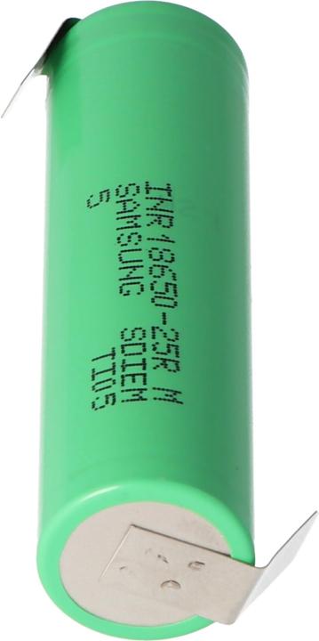 Actual product image Samsung Battery INR18650 25R unprotected with solder tag Z (1 pcs., 18650, 2500 mAh)