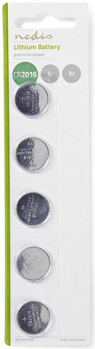 Immagine prodotto Nedis Pila a bottone al litio CR2016 | 3 V DC | 5 blister | argento (5 pz., CR2016)