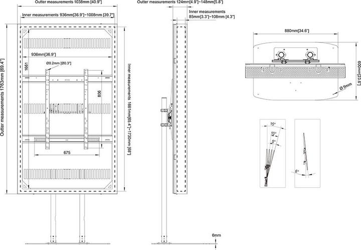 Image du produit Multibrackets Stele ohne Monitor, Portrait, schwarz, 75"/9284