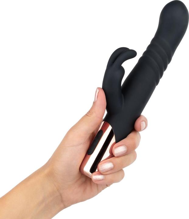 Actual product image Rosy Gold Rabbit Vibrator with thrusting function - Black