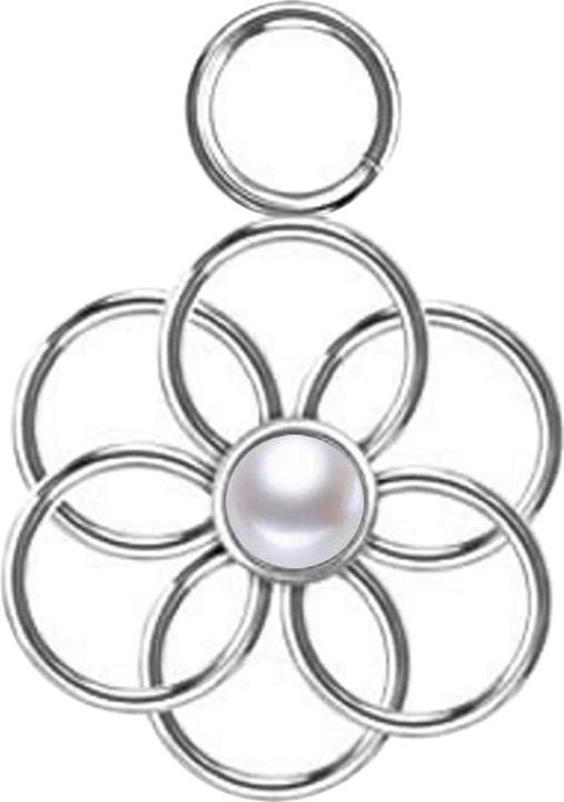 Produktbild Star Piercing Anhänger silber Perle weiss Blume des Lebens (ohne Messing, Chirurgenstahl 316L)