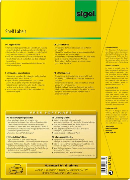 Actual product image Sigel Shelf labels