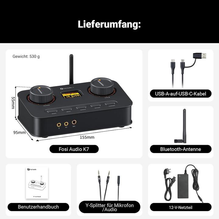 Immagine prodotto Fosi Audio K7 (Display, Bluetooth)