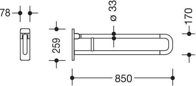 Actual product image Hewi Folding support rail SERIE 801 d= 33mm, aluminium core 850mm pure white