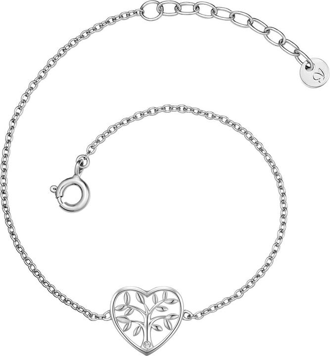Glanzstücke München Damen Lebensbaum Sterling Silber Lab Grown Diamond Silber 17,0 cm Basislänge + 3,0 cm Verlängerung - (17 cm, Sterling Silber)