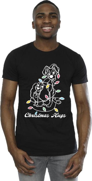 Actual product image Disney Mens Lady And The Trump Christmas Hugs T-Shirt (L)