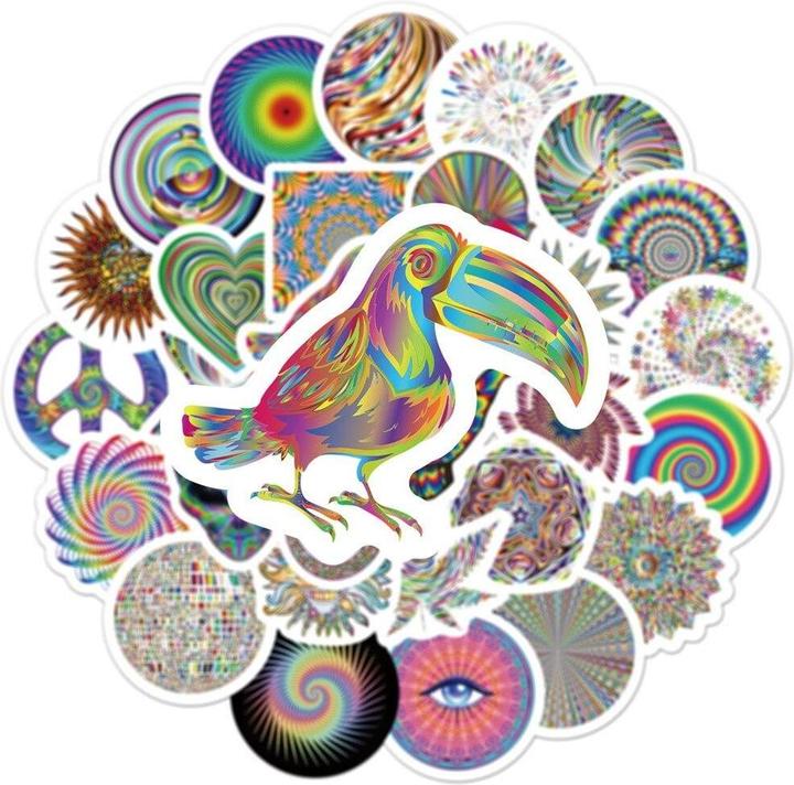 Produktbild JTI Aufkleber - psychedelische Muster - 50 Stk