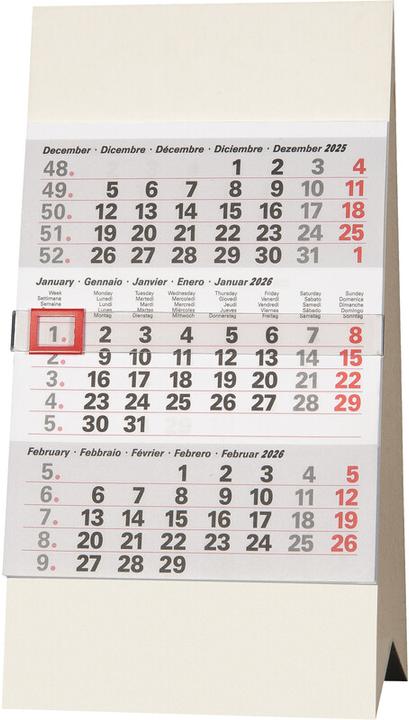 Biella Calendrier de table 3 mois Desktop Peak (Couverture rigide)
